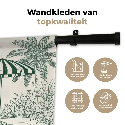 Terras - Illustratie - Groen Wandkleed katoen klein -sfeer2