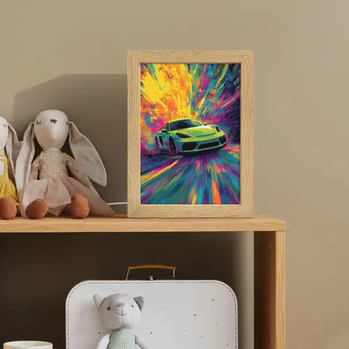 Sportauto - Groen - Verfstrepen - Kleuren Light Box met kabel klein -sfeer2_kind