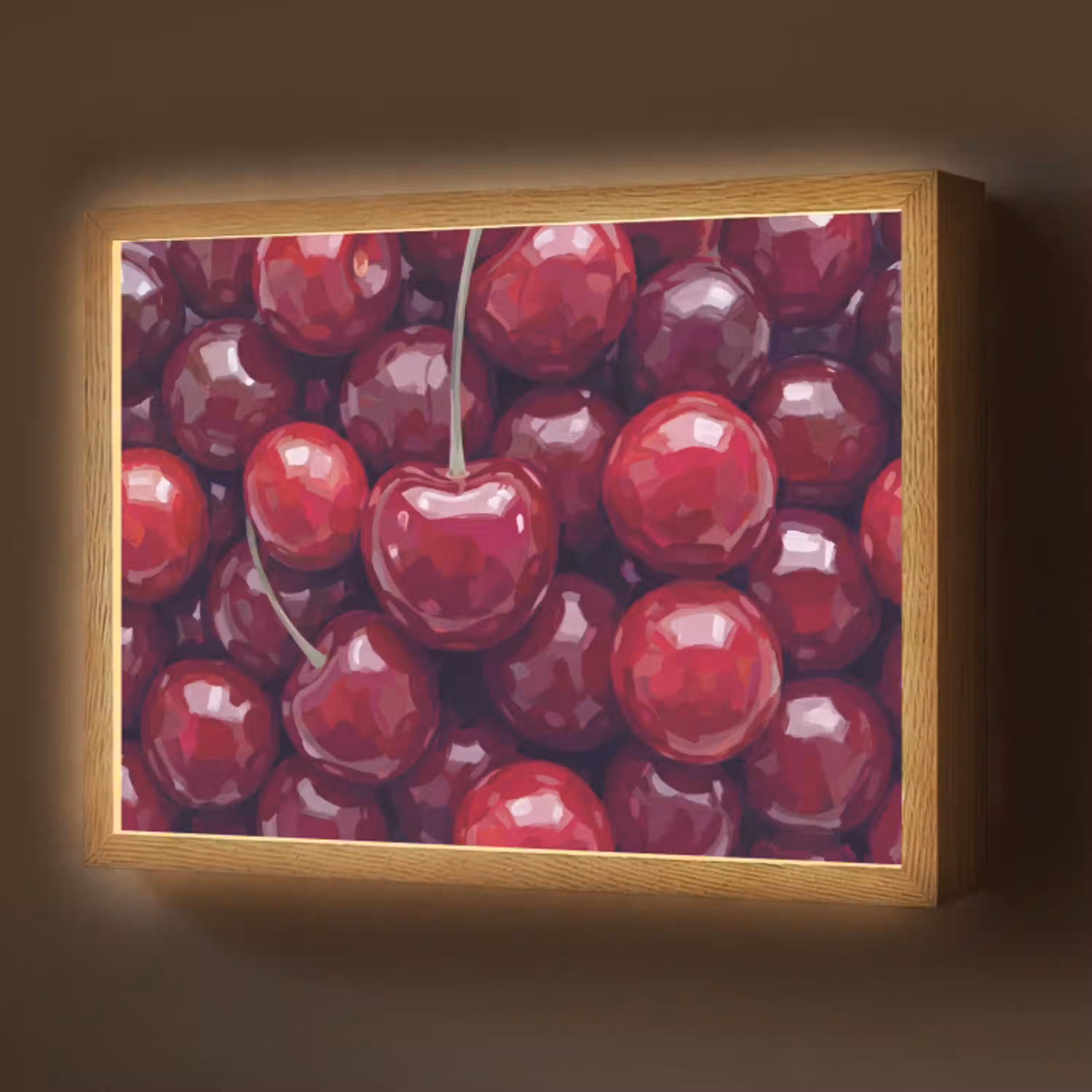 Fruit - Kersen - Eten - Modern - Rood Light Box met batterij (Wandlamp) middel -z3d_website