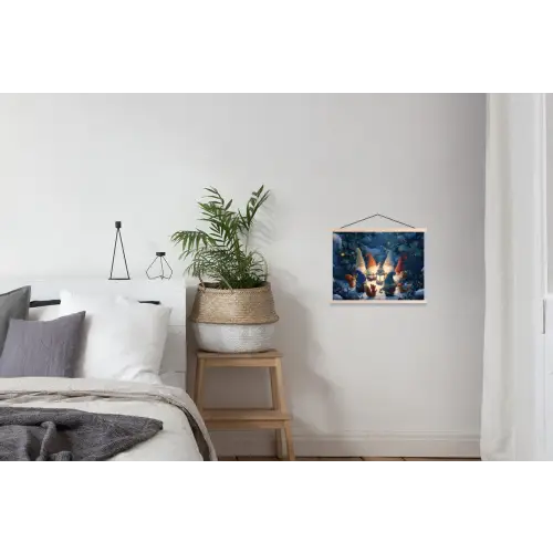 Winter - Gnooms - Eekhoorns - Meerkleurig textielposter latten blank klein -woonkamer