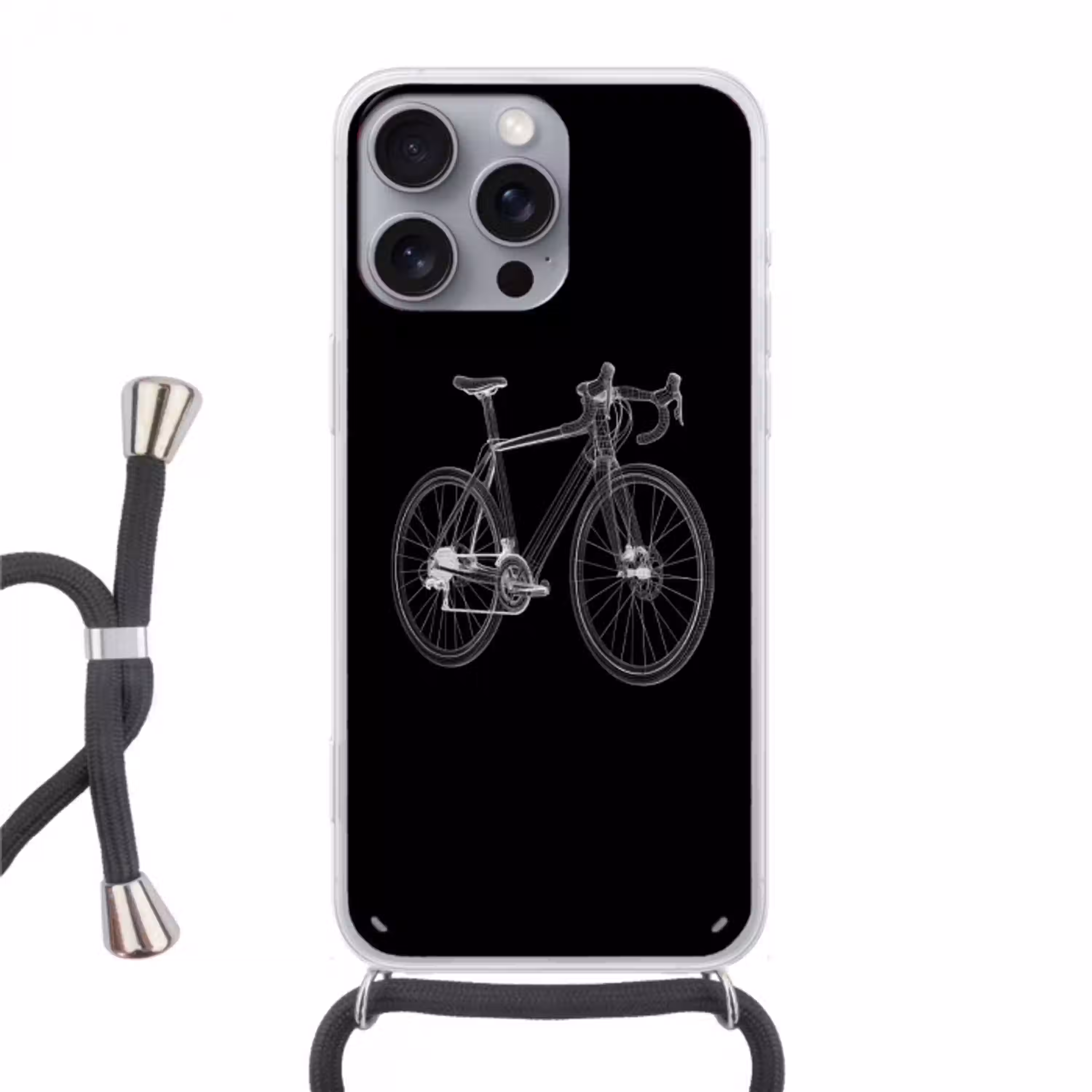 Lijnen - Illustratie - Wit Hoesje iPhone 16 Pro Max met koord klein -3d