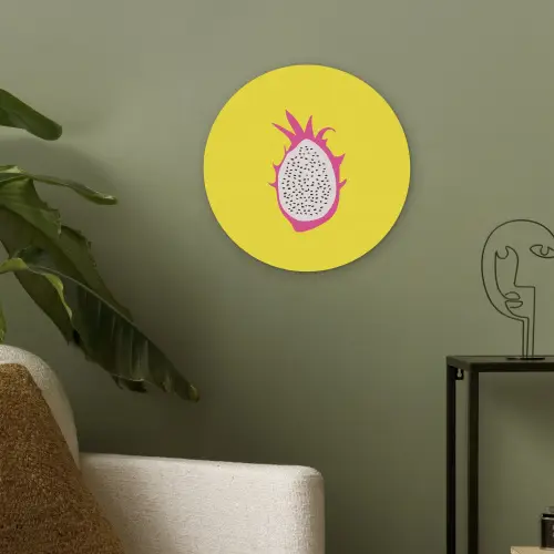 Illustratie - Drakenvrucht - Kleurrijk Akoestische PET Vilt - Rond klein -sfeer2