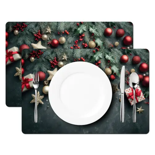 Kerstomlijsting - Hulst - Kleurrijk Placemat vinyl groot -zzsfeer2_Kitchenyeah-website