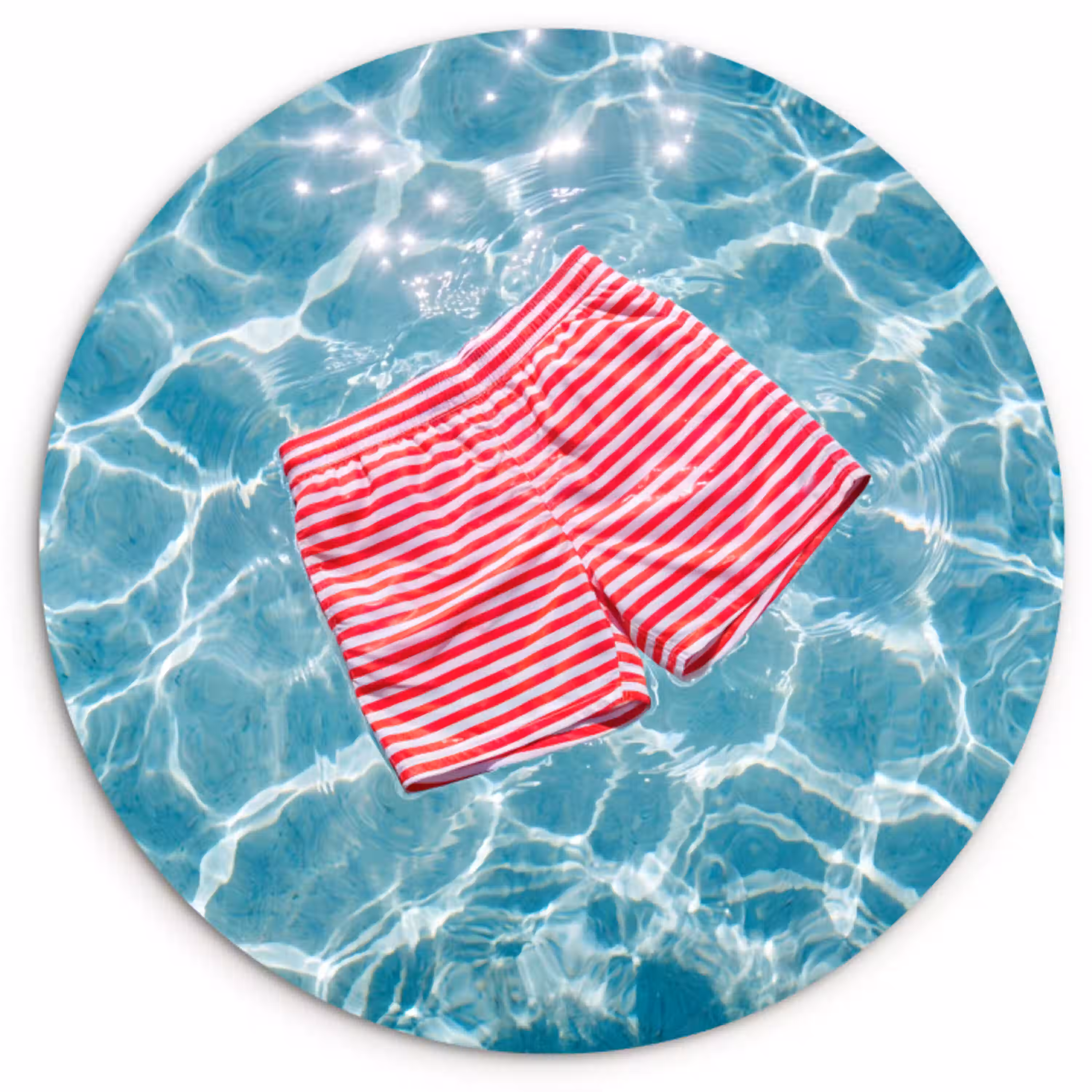 Zwemkleding - Gestreept - Water - Zomer - Rood-wit Wandcirkel kunststof plaat 5mm dik klein -3d