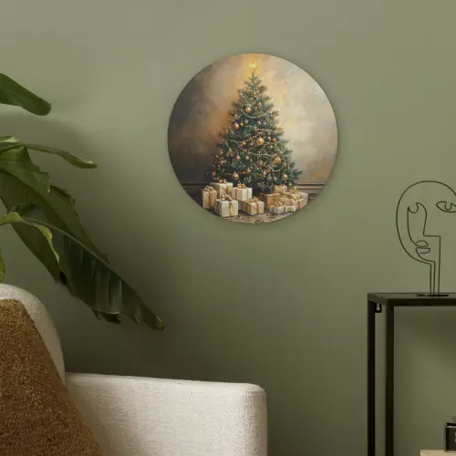Kerstboom - Cadeaus - Goud Akoestische PET Vilt - Rond klein -sfeer2