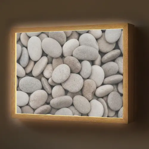 Kiezels - Stenen - Grijs Light Box met batterij (Wandlamp) middel -z3d_website