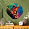 Kikker - Felgekleurd - Tak - Regenboog Wandcirkel Organisch Plexiglas middel -sfeer2