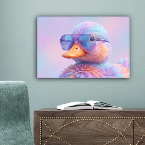 Eend - bril - Pastel canvas 2cm klein -sfeer4