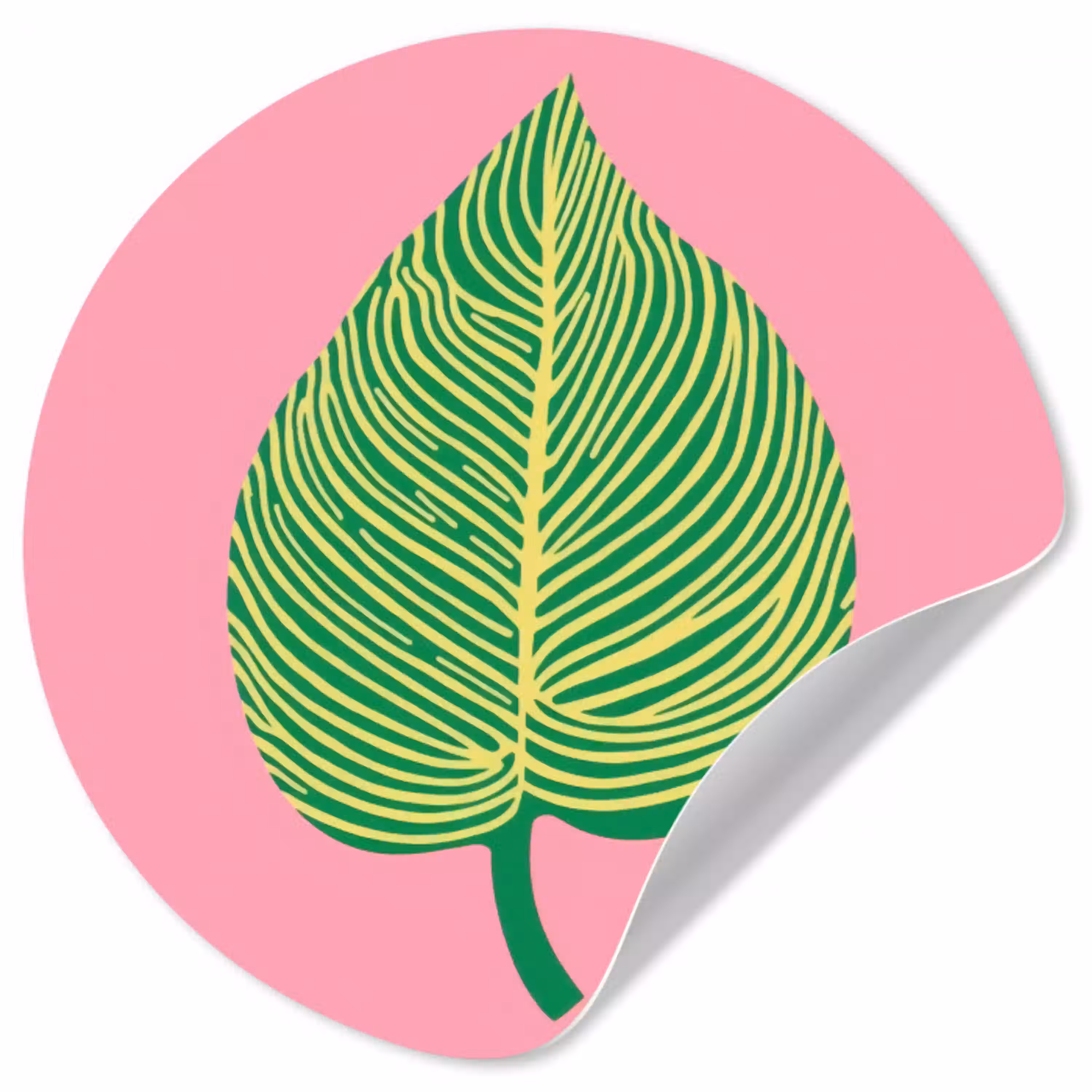 Illustratie - Blad - Minimalistisch - Groen Wandcirkel behangsticker klein -3d