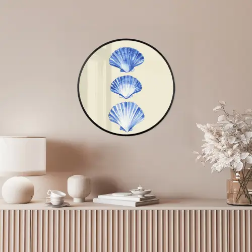 Schelpen - Blauw - Beige Fotolijst rond zonder passe partout klein -sfeer3