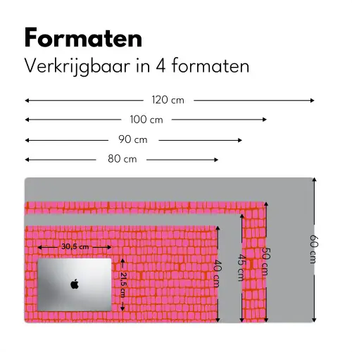 Organisch - Raster - Roze Muismat XXL klein 681 -sfeer5