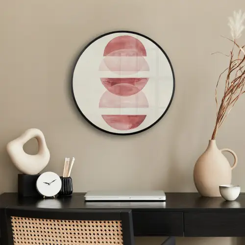 Minimalistisch - Cirkels - Roze Fotolijst rond zonder passe partout klein -sfeer1