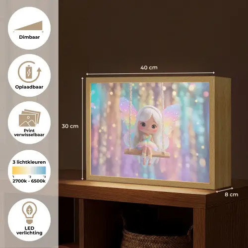 Fee - Schommel - Paars - Glinsters Light Box met batterij (Wandlamp kind) middel -USP_websiteoverzichtNL