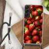 Aardbei - Fruit - Rood Hoesje Samsung Galaxy S22 met koord klein -sfeer4