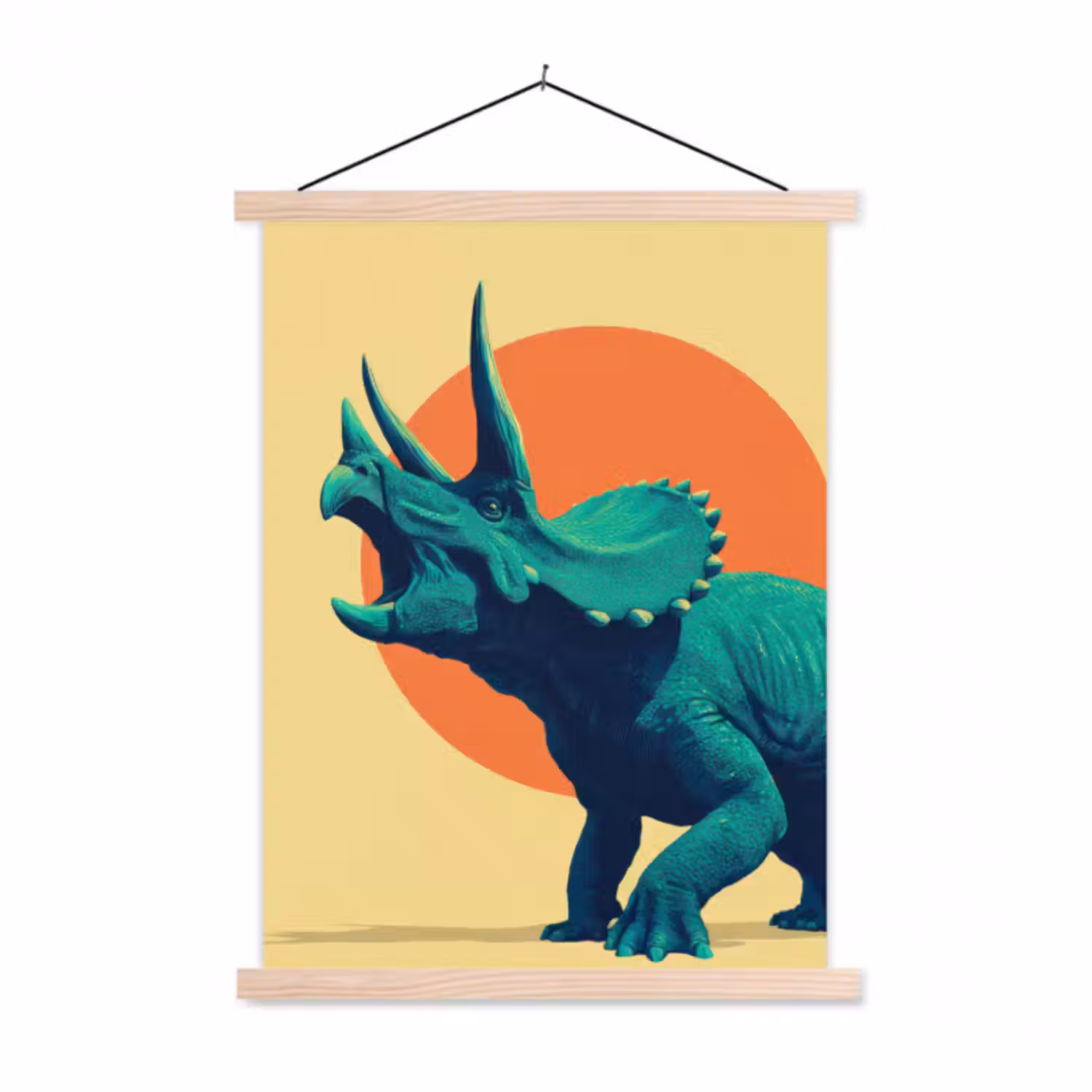 Stoffbild - Triceratops - Kreis - Orange - Hörner