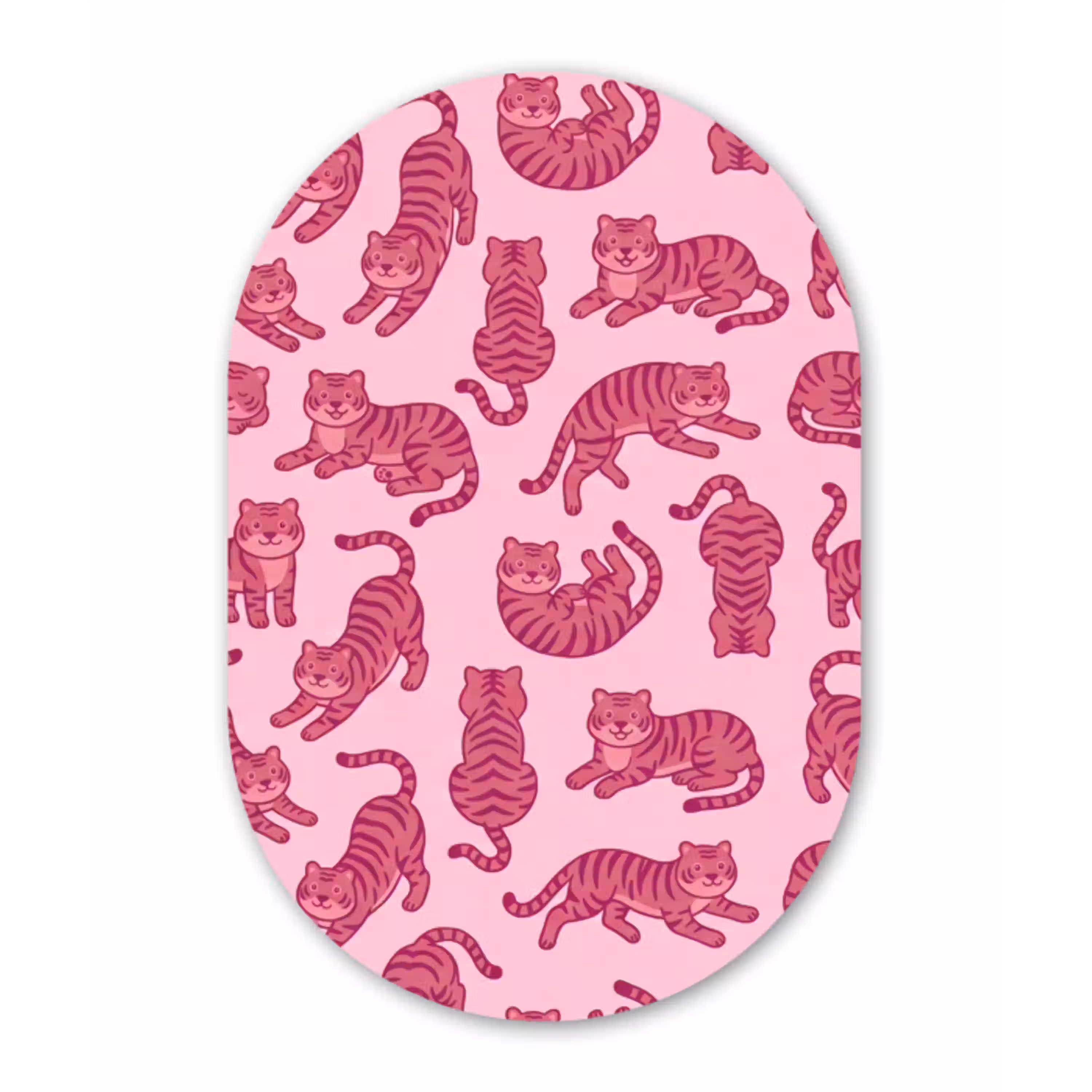 Dieren - Patroon - Roze - Speels - Cartoon Wandcirkel Ovaal Aluminium middel -3d