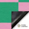 Schaakbord patroon - Groen - Roze - Blokjes Deurmat klein -antislip_NL