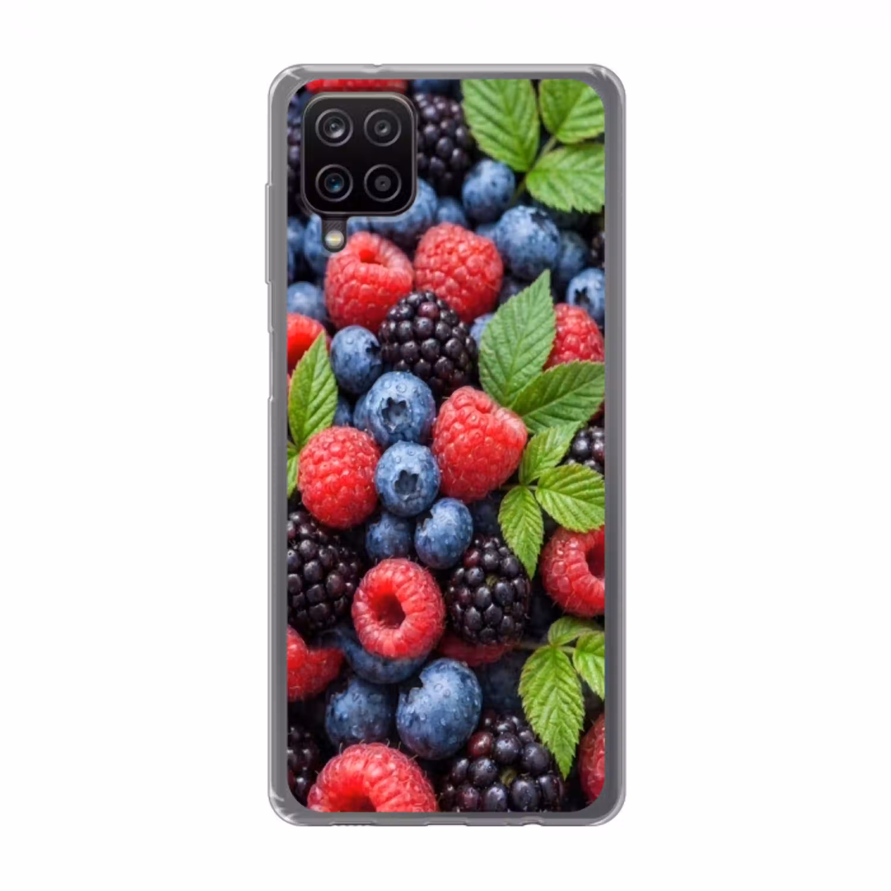 Bessen - Vers - Waterdruppels - Kleurrijk - Eten Telefoonhoesje Samsung Galaxy A12 klein -3d