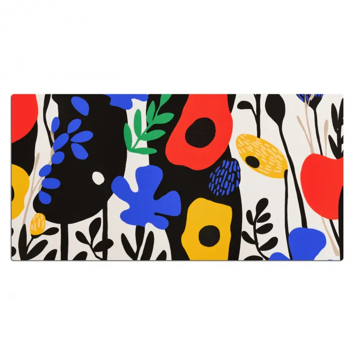 Bloemen - Bladeren - Abstract - Zwart Muismat XXL klein -3d_leeg