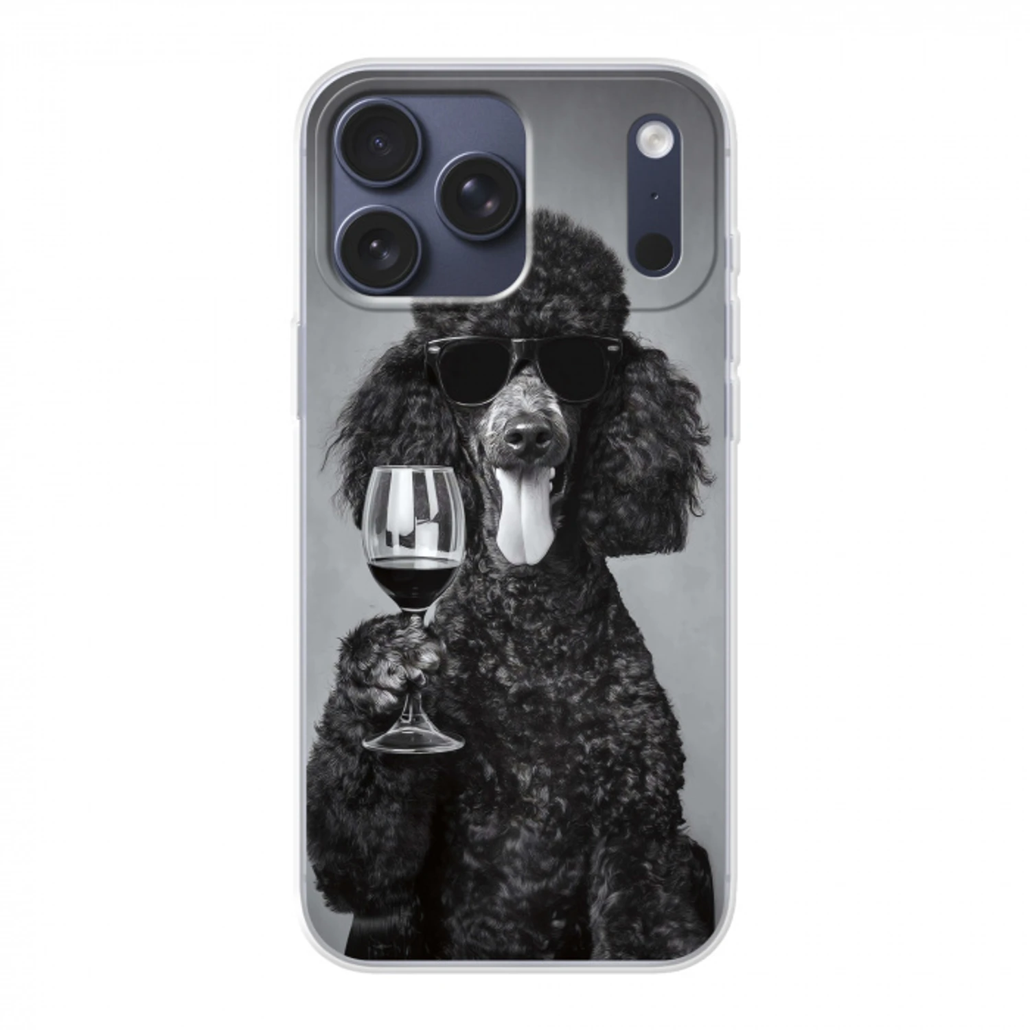 Hond - Krullen - Zonnebril - Wijn Telefoonhoesje iPhone 17 Pro Max klein -3d