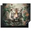 Tijger - Vlinders - Dieren - Jungle - Bloemen Inductie beschermer vinyl 3mm groot -3d