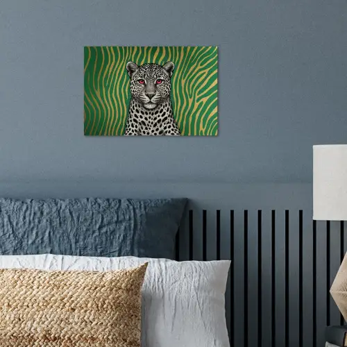 Panter - Zebrapatroon - Groen poster papier klein -sfeer2