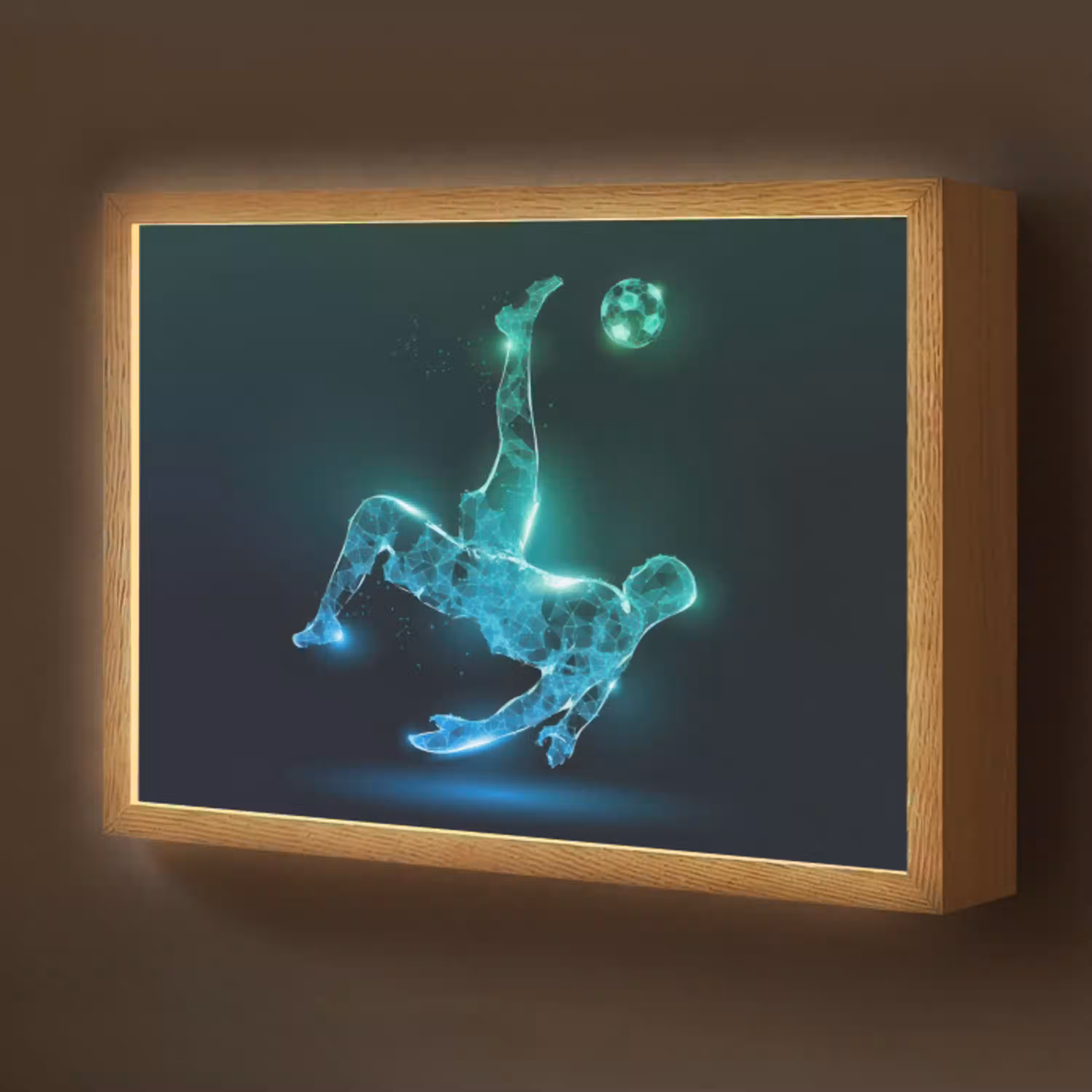 Voetbal - Voetballer - Jongen - Zwart Light Box met batterij (Wandlamp kind) middel -z3d_website