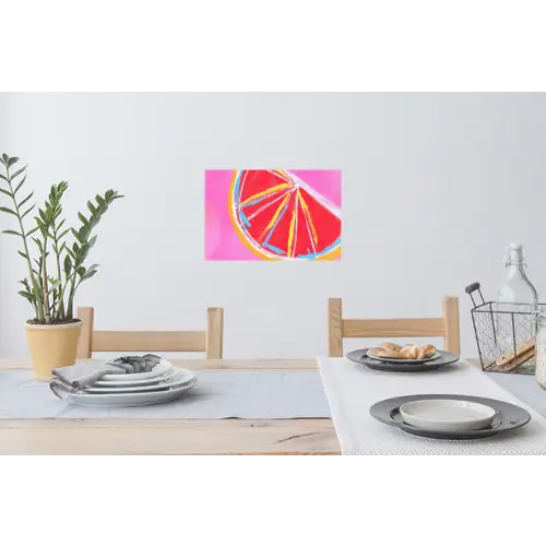 Grapefruit - Geschilderd - Roze - Strepen Muursticker klein -eettafel