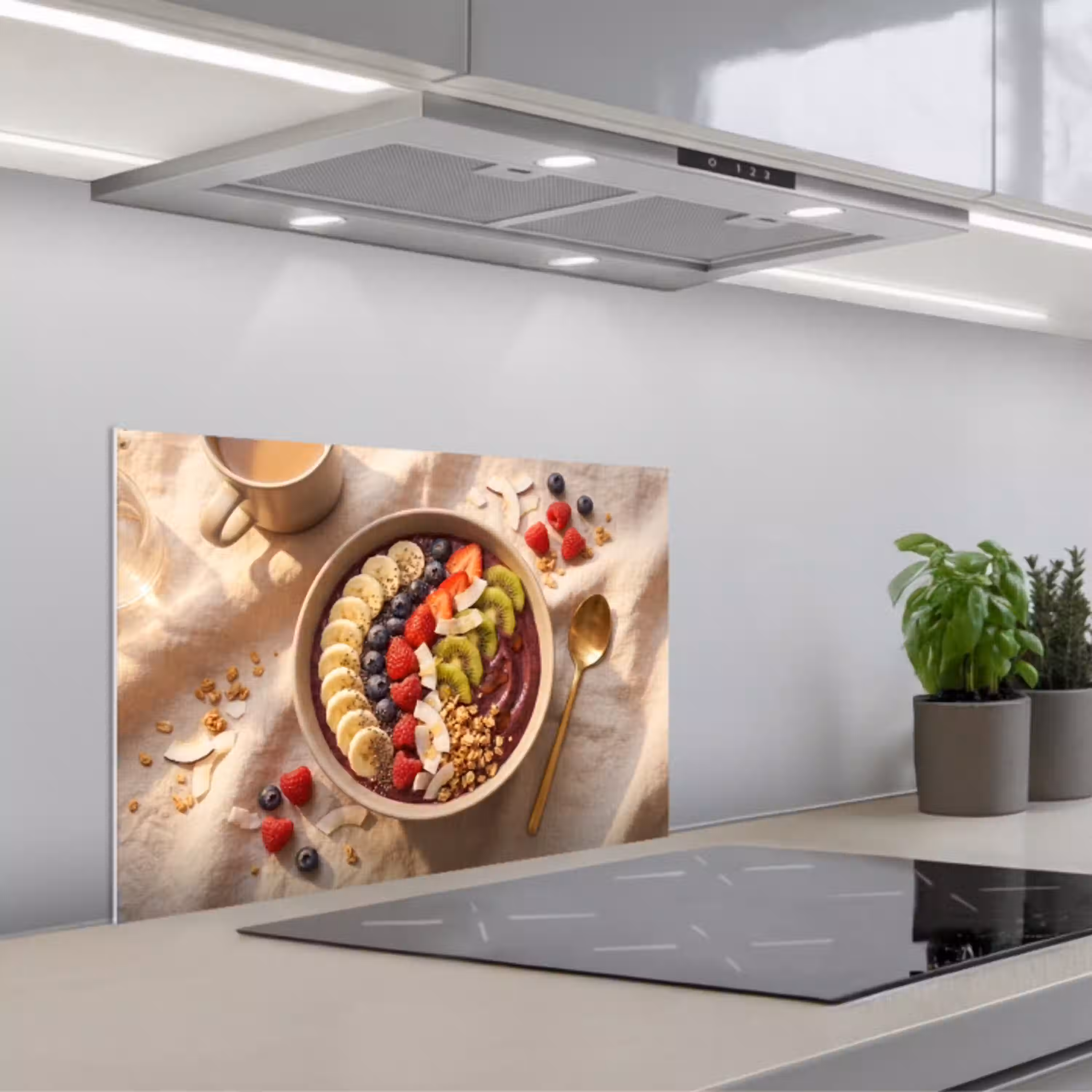 Eten - Ontbijtkom - Fruit - Gezond - Kleurrijk keuken achterwand spatscherm klein -3d_schuin