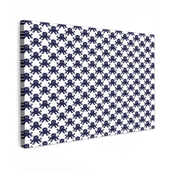 Oceaan - Octo - Blauw - Wit Tuinposter op houten frame 2 cm dik klein 845 -3d