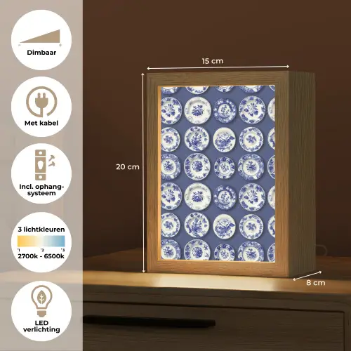 Borden - Floraal - Blauw Light Box met kabel (Tafellamp) klein 925 -USP_NL