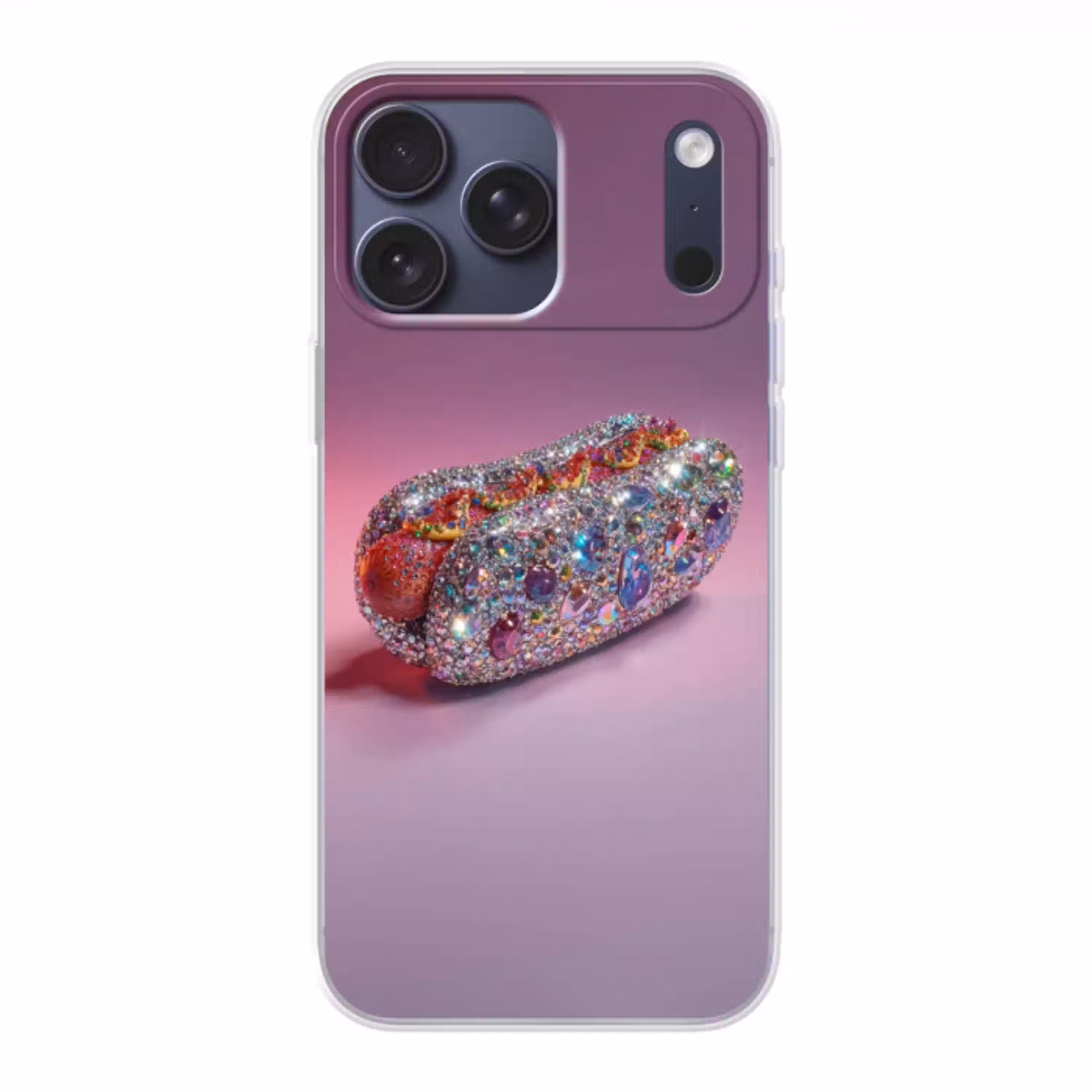 Hotdog - Steentjes - Glitters - Paars Telefoonhoesje iPhone 17 Pro Max klein -3d