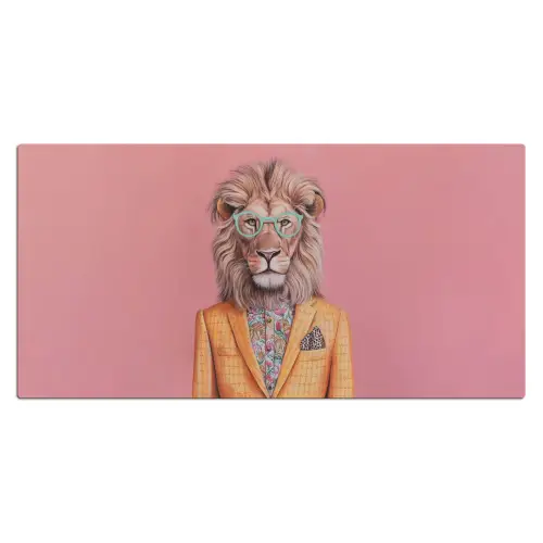 Leeuw - Pak - Geruit - Bril Muismat XXL klein -3d_leeg