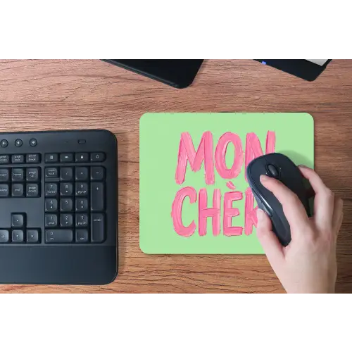 Mon cheri - Groen - Roze muismat rubber klein -toetsenbord