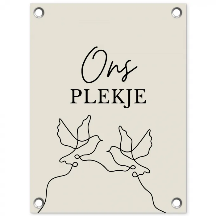 Ons Plekje met Vogels tuinposter los doek klein -3d
