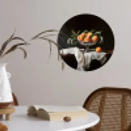 Stilleven - Perziken - Vintage Wandcirkel behangsticker klein -sfeer3