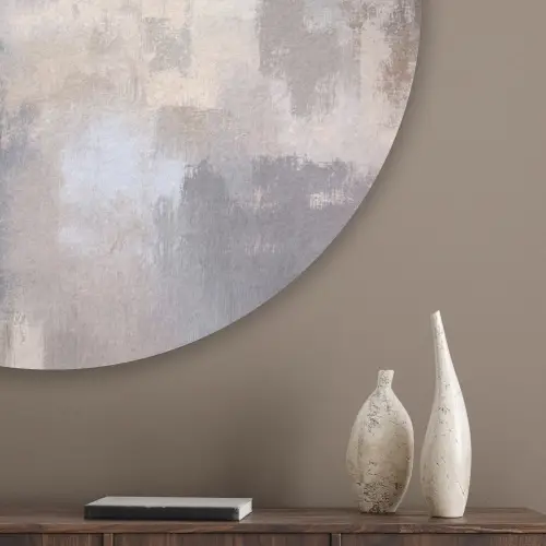 Penseelstreken - Schilderij - Beige Akoestische PET Vilt - Rond klein -sfeer5_closeup
