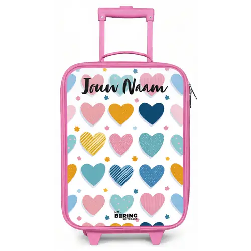 Hartjes - Pastel - Patroon Kinderkoffer - Roze klein -zz3dotto