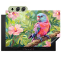 Papagaai - Hibiscusbloemen - Kleurrijk Inductie beschemer met haakjes klein -3d