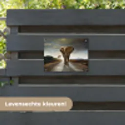 Olifant - Weg - Dieren - Zonsondergang - Landschap tuinposter los doek klein -sfeer3