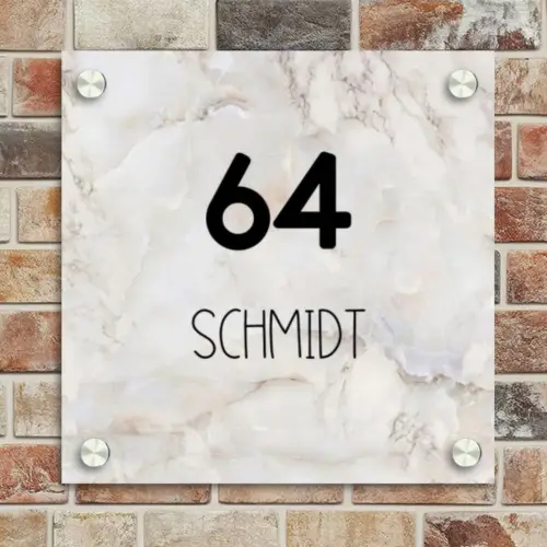 Beige marmer - Traditioneel Naambord Vierkant klein -sfeer2