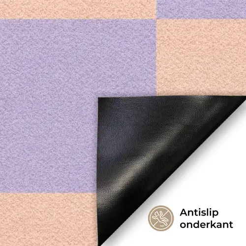 Schaakbord patroon - Paars - Roze - Blokjes Deurmat klein -antislip_NL