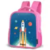 Raket - Planeet - Sterren - Veelkleurig Kinderrugzak - Roze middel -schuin