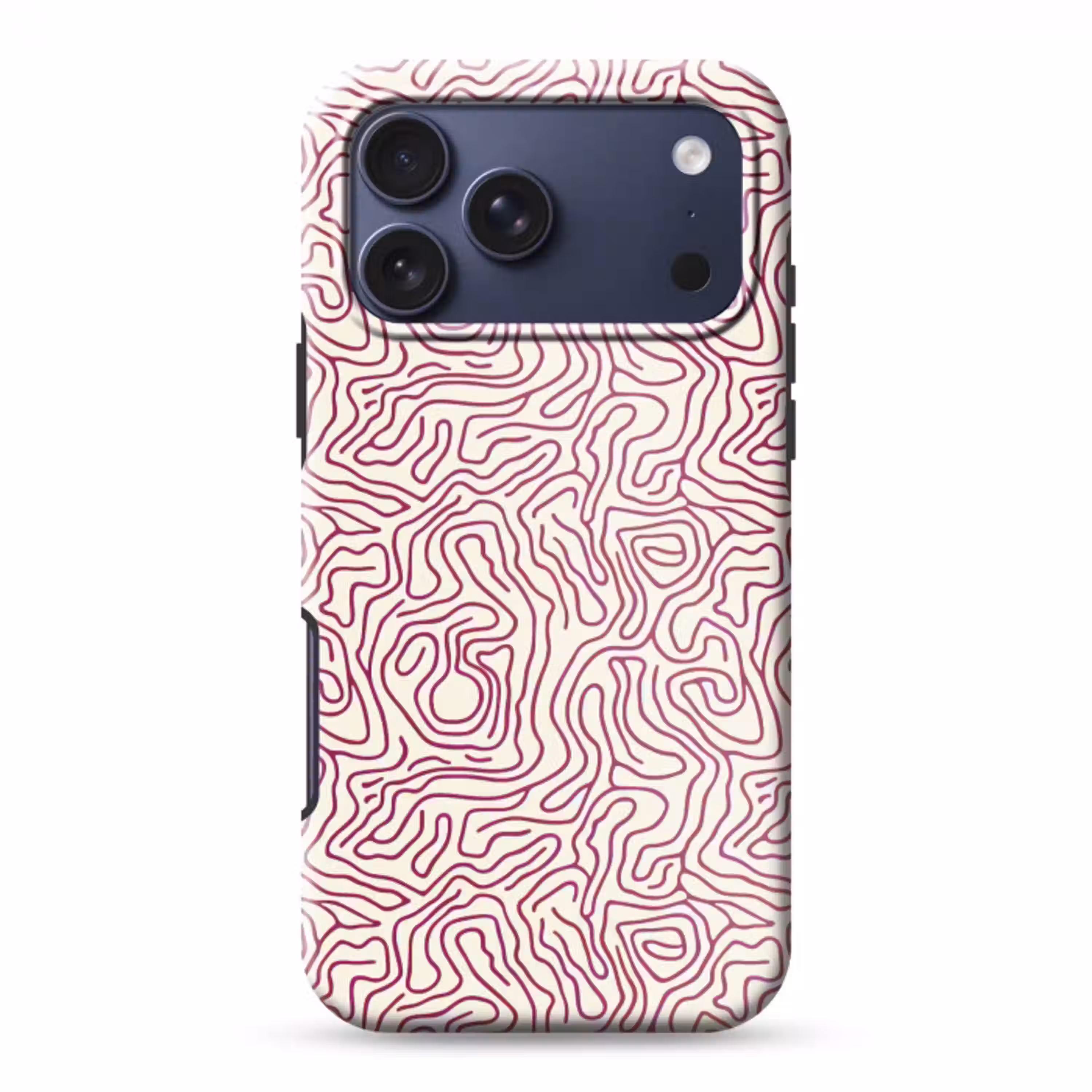 Kronkelende lijn - Magenta - Crème Toughcase MagSafe Apple iPhone 17 Pro Max klein 1019 -3d
