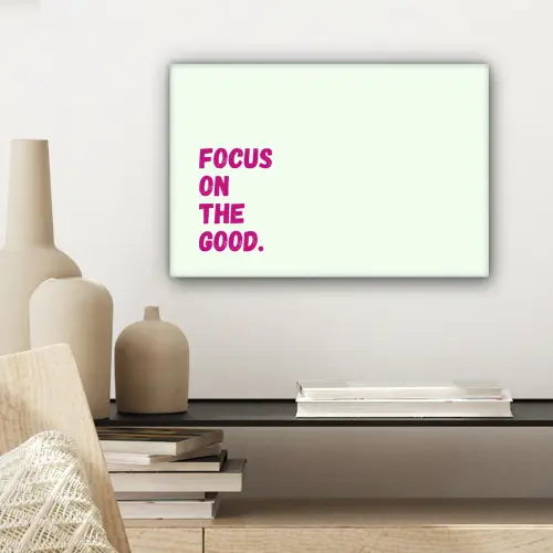 Focus on the good - Beige - Roze canvas 2cm klein -sfeer6