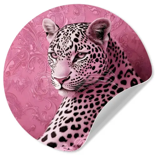 Panter - Luxe - Roze Wandcirkel behangsticker klein -3d