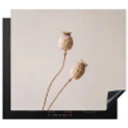 Papaverbollen - Droogbloemen - Minimalistisch - Beige - Rustig Inductie beschermer vinyl 3mm middel -3d