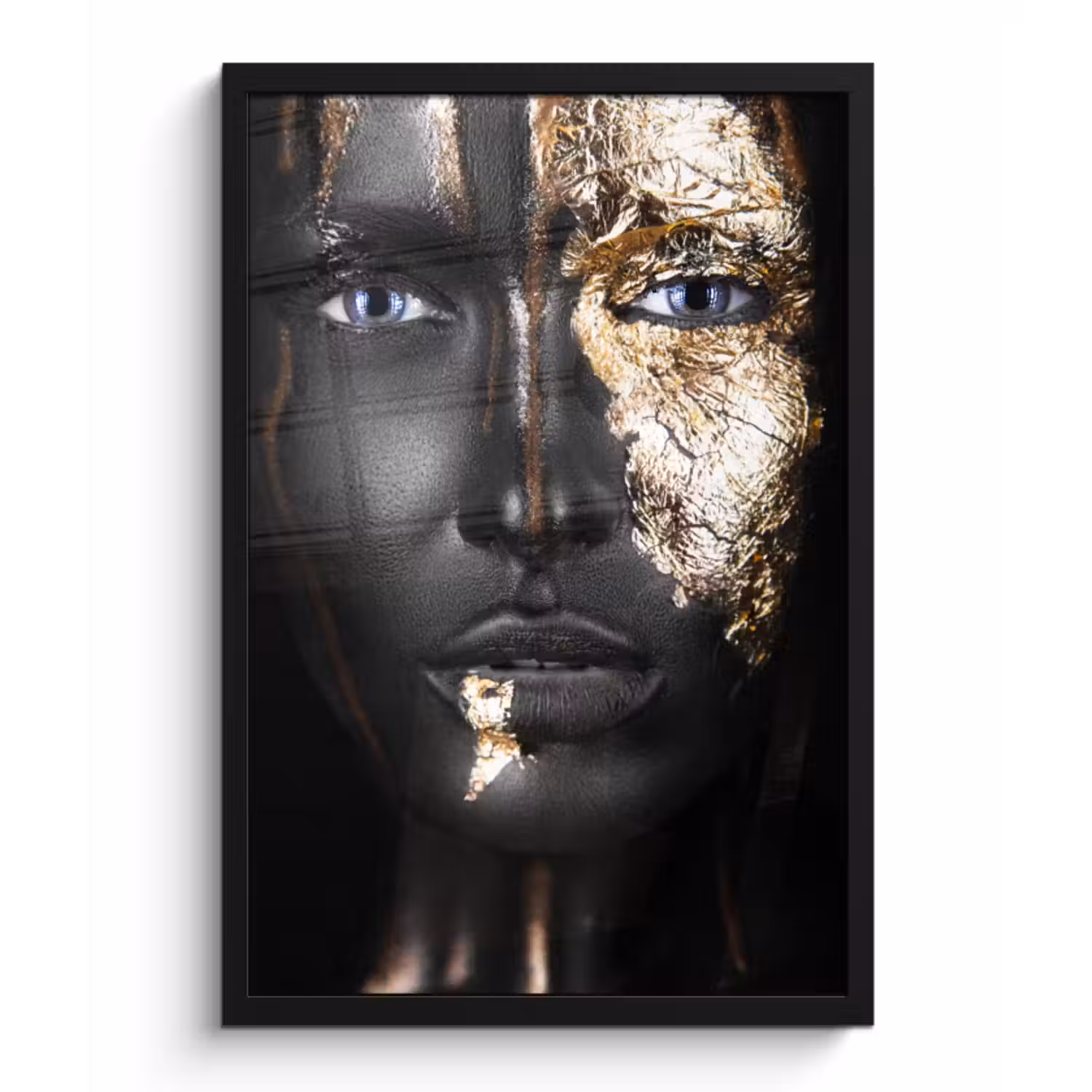 Poster met lijst - Vrouw - Bladgoud - Zwart - Goud - Luxe