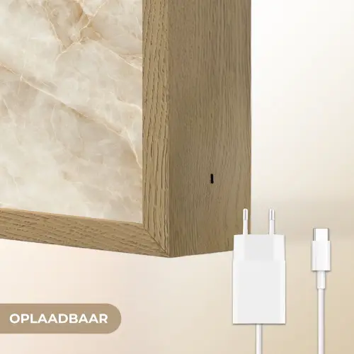 Lichtbeige - Onyx - Subtiel Light Box met batterij (Wandlamp) middel 907 -USP_websiteoplaadbaarNL