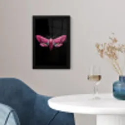 Vlinder - Roze - Nachtvlinder fotolijst zwart zonder passe partout klein -sfeer4